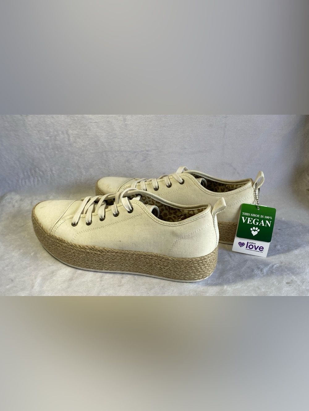 Skechers Bobs Sesame Espadrille Lace Up Sneakers Sun Dazing Off White Size 9.5